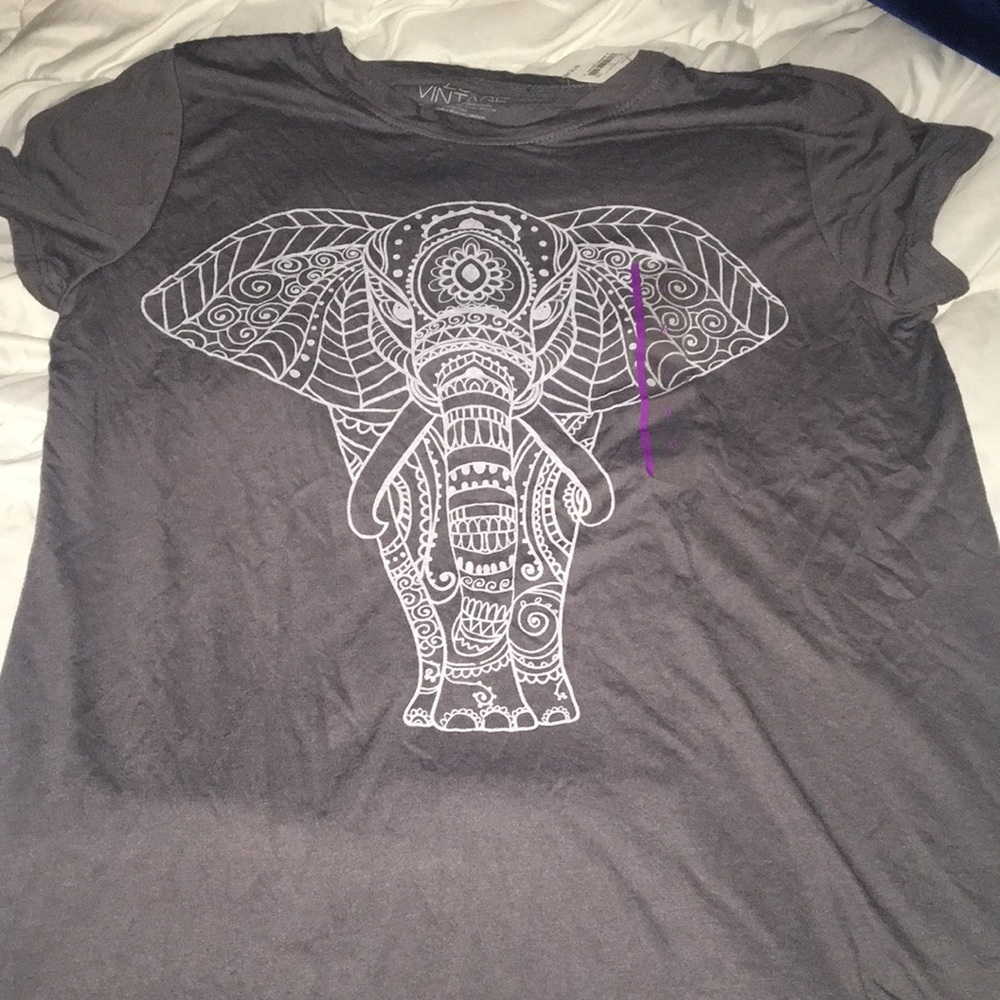 Gray & White Elephant Print shirt